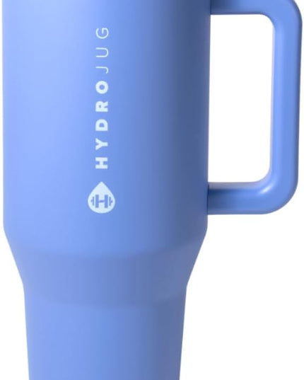 HydroJug Traveler - 40 oz Water Bottle with Handle & Flip Straw - Fits in Cup Holder, Leak Resistant Tumbler-Reusable Insulated Stainless Steel & Rubber Base - Gifts for Women & Men, Light Blue