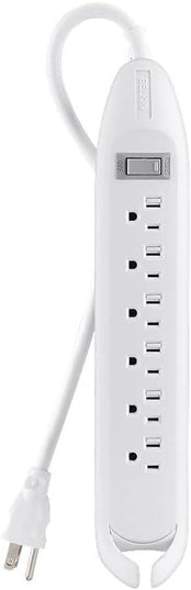 Belkin 6-Outlet Power Strip with 4-Foot Power Cord (White) (F9D160-04) Beige
