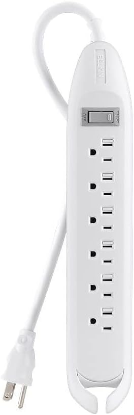 Belkin 6-Outlet Power Strip with 4-Foot Power Cord (White) (F9D160-04) Beige