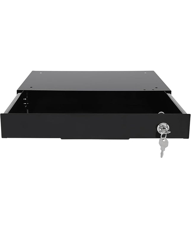 14.17" Under Desk Storage Drawer, Locking Design Black Sliding Pull-Out Drawer for Sit Stand Workstation