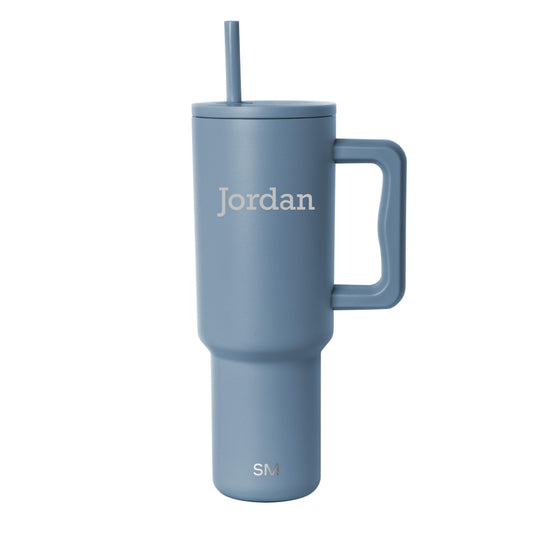 Simple Modern Personalized Tumbler with Handle and Straw | 40oz | Blue