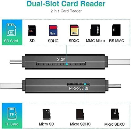 Vanja SD Card Reader, USB 3.0 & USB C Dual Slots Micro SD Card Adapter, Memory Card Reader for SD, SDHC, SDXC, microSDHC, microSDXC | Compatible with iPhone 17/16/15 Series, Android, Windows/macOS