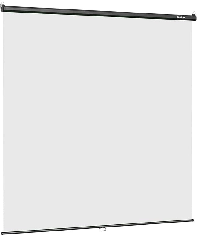 RAUBAY Retractable Pull Down White Screen Backdrop - 78.7" x 86.6" Collapsible Wall-Mount Background for Professional Video Production, Photography, TikTok and Video Conferencing