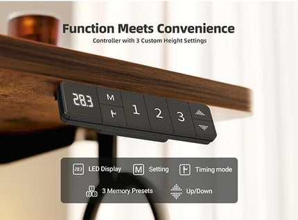 YDN Electric Standing Desk Adjustable Height, 48 x 24 Inches Stand up Desk with Cable Management, Home Office Desks with Splice Board & Black Frame, Rustic Brown Top