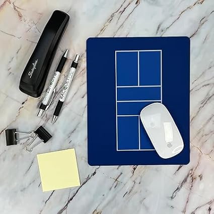 Racquet Inc Pickleball Court Mouse Pad – Blue Desk Mousepad with Fabric Surface – Pickleball-Themed Office Accessory for Work or Gaming – Compatible with Optical and Laser Mice