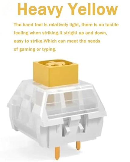 Kailh Box Heavy Yellow Switches for DIY Mechanical Keyboard,3-pin/70gf Linear/RGB/LED/IP56 Water&Dustproof/Long Life switches(Yellow,108pcs)