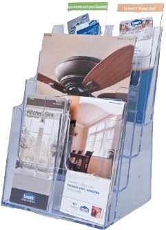 Clear-Ad Acrylic Brochure Organizer - 4 Tier Pamphlet Holder with Removable Dividers - Desktop or Wall Mount Rack Card Holders - Flyer or Pamphlet Display Stand LHF-S84 (Pack of 1)