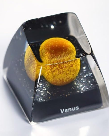 Venus Planet Artisan Keycap R1 SA Profile Custom Galaxy Keycaps 1U ESC Handmade Resin Gaming Solar System Planets Key Cap Cherry MX Switch Compatible Mechanical Keyboard Space Lover Gift