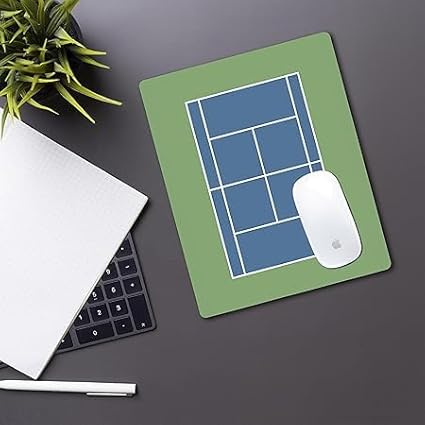 Racquet Inc Tennis Court Mouse Pad – Green Desk Mousepad with Fabric Surface – Tennis-Themed Office Accessory for Work or Gaming – Compatible with Optical and Laser Mice