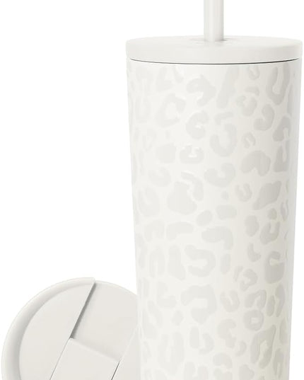 Simple Modern Insulated Tumbler with Lid and Straw | Iced Coffee Cup Reusable Stainless Steel Water Bottle Travel Mug | Gifts for Women Men Her Him | Classic Collection | 24oz | Cream Leopard