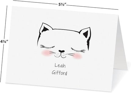 Current Kitty Ears Personalized Note Cards - 24 Cards with White Envelopes, 4¼ x 5½ Inch Size, Blank Stationery, Add Names or Text, For Thank You Notes, Invitations, & Announcements