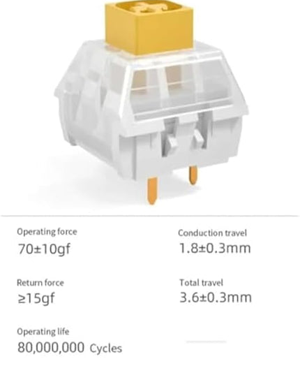 Kailh Box Heavy Yellow Switches for DIY Mechanical Keyboard,3-pin/70gf Linear/RGB/LED/IP56 Water&Dustproof/Long Life switches(Yellow,108pcs)