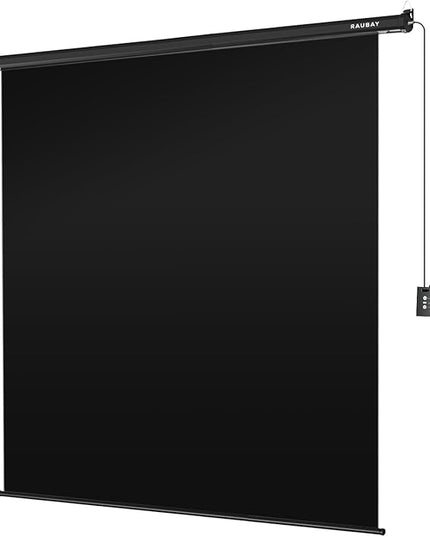 RAUBAY Motorized Pull Down Black Screen Backdrop - 78.7" x 86.6" Collapsible Wall-Mount Background for Professional Video Production, Photography Studio, Video Conferencing and YouTube, TikTok Creator