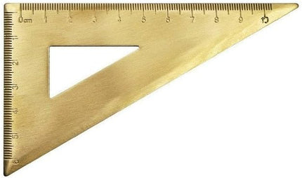 Golden Brass Ruler Set with Protractor and Triangles, 18 cm / 7 inch for Precision Measuring Tools for Drafting, Art, Engineering, School, Office, Portable Stationery Kit