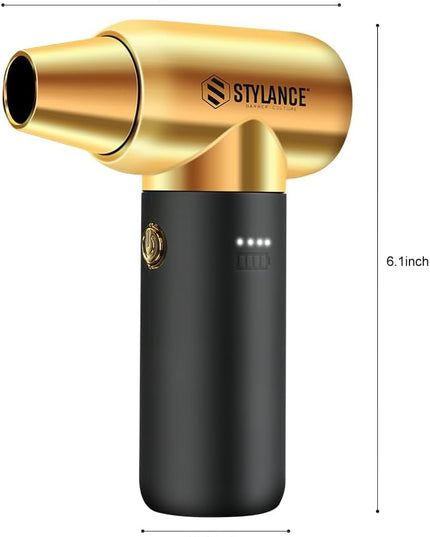 Compressed Air Duster - Barber Blower, Electric Duster, 3 Gear Mini Portable Jet Dry Air Blower, Cordless Vacuum Cleaner, for PC, Office,Salon, Fan, Laptop, Keyboard, Car (Gold)