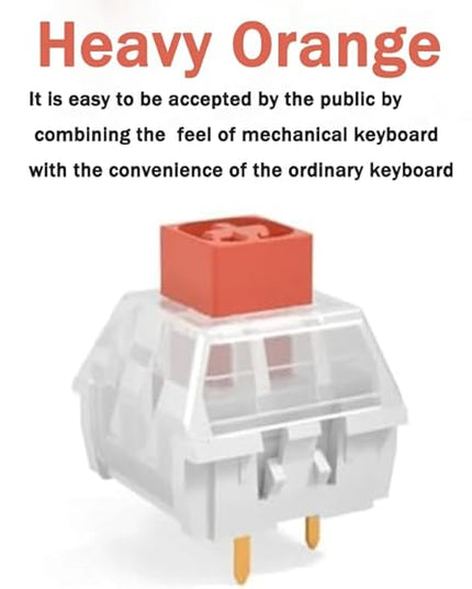 Kailh Box Heavy Orange Switches for DIY Mechanical Keyboard,3-pin/60gf Tactile/RGB/LED/IP56 Water&Dustproof/Long Life switches(Orange,72pcs)