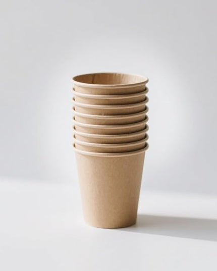 Coolcap 12 oz 200 Pack Disposable Coffee Cups, Bulk Brown Disposable Paper Cups, Coffee Cups for Hot Tea, Chocolate and Cold Drinks