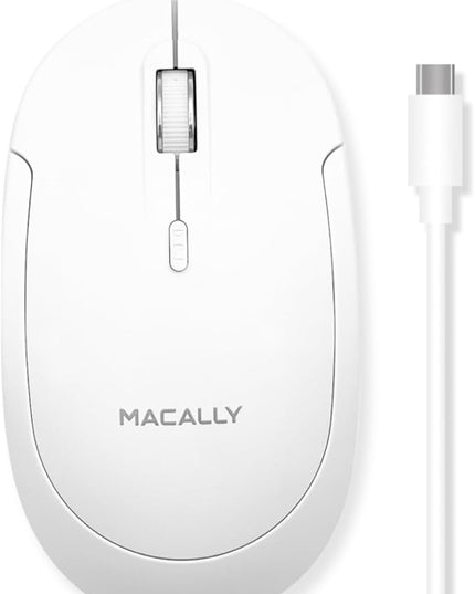 Macally Wired USB C Mouse for Mac and PC - Slim, Quiet, and Reliable - Type C Mouse for MacBook Pro/Air, iMac, Apple iPad, Laptop, Computer Desktop with 3 Button, Scroll Wheel, USBC, and 4 DPI Mode