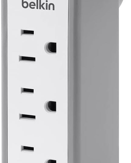 Belkin Wall Mount Surge Protector - 3 AC Multi Outlets & 2 USB Ports - Flat Rotating Plug Splitter - Wall Outlet Extender for Home, Office, Travel, Computer Desktop & Phone Charger - 918 Joules