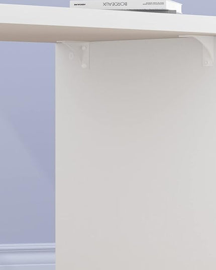 HSH White L Shaped Desk with Drawers Shelves, 360 Rotating L Shape Computer Desk with Storage Cabinet, Corner Home Office Desk Computer Table，55 Inch