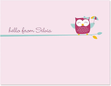 Current Sweet Owl Personalized Note Cards - 24 Cards with White Envelopes, 4¼ x 5½ Inch Size, Blank Stationery, Add Names or Text, For Thank You Notes, Invitations, & Announcements