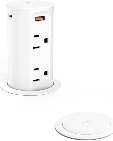 2.5 inch Hole Pop up Outlet for Countertop,20W USB C,4 USB Ports,4 Outlets 15Amp Tamper Resistant Receptacle Flush Mount,Space Saver Recessed Outlet,1875W,ETL Listed