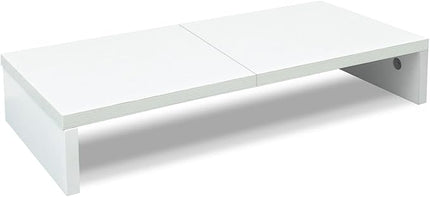 TEAMIX 20 inch White Monitor Stand Riser, Wood Desktop Stand for PC/TV/Laptop/Printer, White Monitor Riser with Storage, Computer Stand with Keyboard Organizer