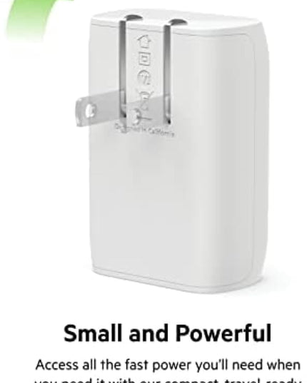 Belkin USB C Charger Block 30W (2 Pack) - Fast Charging - Apple iPhone 17, Air, Pro, Pro Max, Samsung Galaxy S25, iPad, AirPods, Apple Watch, Nintendo Switch 2 & More - White