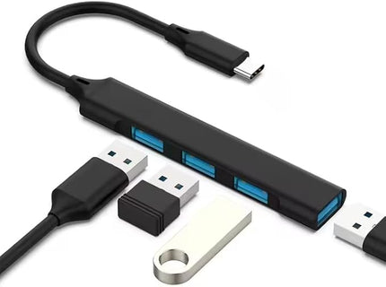 Mac USB C Adapter - Type C USB Adapter Hub with 4 Ports: 1 USB 3.0 + 3 USB 2.0, Ultra-Slim Aluminum Design, 5Gbps Transfer, Adapter for Mac USB C, Type C USB Hub (Black)