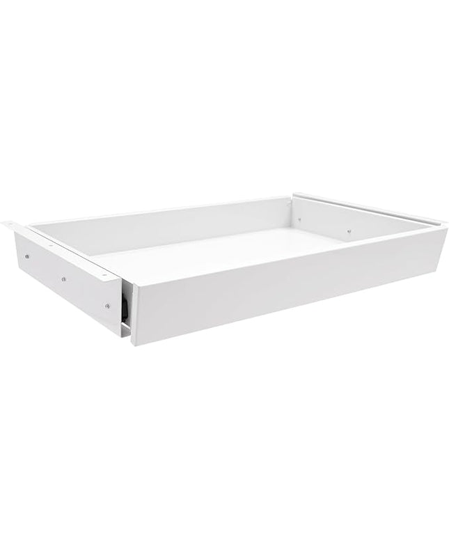 LEYSRIS 21.6" Under Desk Storage Drawer, White Sliding Pull-Out Drawer for Sit Stand Workstation