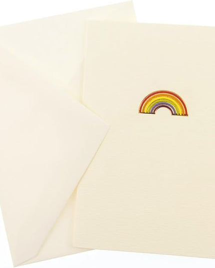 Graphique Rainbow La Petite Presse Boxed Notecards - 10 Embellished Gold Foil Rainbow Blank Cards with Matching Envelopes and Storage Box, 3.25" x 4.75" (L1332CB)