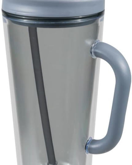 COOL GEAR 3-Pack 26 oz Spritz Tumbler with Straw and Handle | Pressure Fit Lid, Colored Re-Usable Tumbler Water Bottle with Straw and Handle - Cool Grey Pack