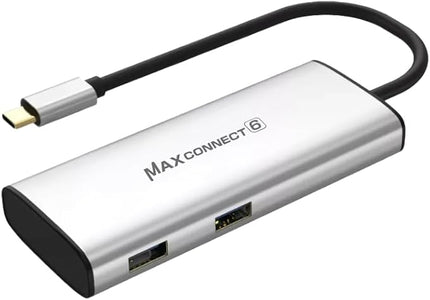 TEC MaxConnect 6-in-1 USB-C Hub with 4K60Hz HDMI, 100W PD, USB-A & USB-C 3.2 Gen2, 10Gbps Data Transfer, Compatible with MacBook Pro, iPad Pro, Windows, and Type-C Devices