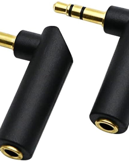 rgzhihuifz 3.5mm Angle Male to Female Audio Adapter, 90 Degree Right Angle Gold-Plated TRS Stereo Jack Plug AUX Connector Compatible with Headset, Tablets, MP3 Players, Speakers(2 Pack)