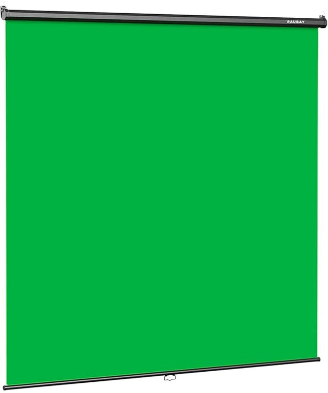 RAUBAY Retractable Pull Down Green Screen - 78.7" x 86.6" Collapsible Wall-Mount Background for Professional Video Production, Chroma Key Backdrop for YouTube, TikTok, Streaming, Video Conferencing