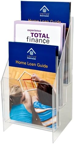 Clear-Ad - MPF-5585-3 - Premium Acrylic 3 Pocket Brochure Holder 5.5x8.5 - Transparent Plastic Pamphlet Display Stand (Pack of 6)