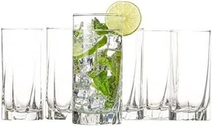 Vikko Drinking Glasses, 12 Oz Drinking Glasses Set of 6, Crystal Clear Glass Cups for Water or Juice, Highball Glass Tumbler & Water Glasses for Drinking