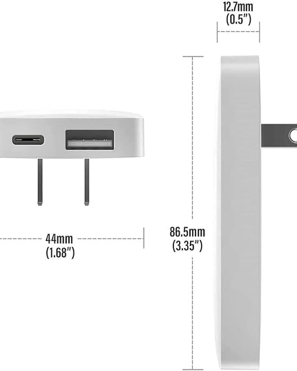 Type C Flat Wall Charger, Galvanox Ultra Slim (Multi-Port Power Adapter) for iPhone 13/14/15/16 iPhone 17 Pro/Max and Samsung Galaxy Models, 20W Fast Charging Outlet Plug (Dual USB-C USB-A)