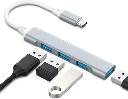 Mac USB C Adapter - Type C USB Adapter Hub with 4 Ports: 1 USB 3.0 + 3 USB 2.0, Ultra-Slim Aluminum Design, 5Gbps Transfer, Adapter for Mac USB C, Type C USB Hub (Grey)