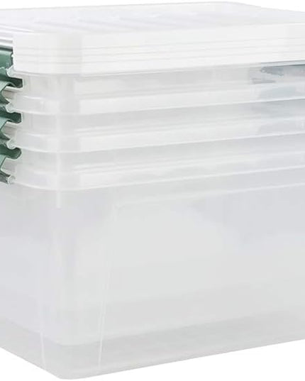 Gloreen 20 Quart Clear Storage Bins with Lid and Handle, Multipurpose Stackable Plastic Storage Latches Box/Containers,set of 4