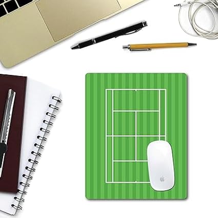 Racquet Inc Tennis Court Mouse Pad – Green Grass Desk Mousepad with Fabric Surface – Tennis-Themed Office Accessory for Work or Gaming – Compatible with Optical and Laser Mice