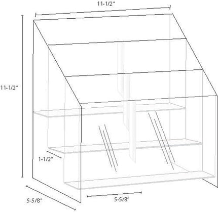 Clear-Ad - MPF-5585-6 - Premium Acrylic 3 Tier 6 Pocket Brochure Holder 5.5x8.5 - Transparent Plastic Pamphlet Display Stand (Pack of 4)