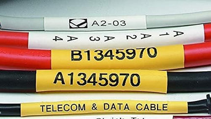Industrial Labels Replace for DYMO 18056 A18056 12mm Heat Shrink Tube Label Compatible with DYMO Rhino 4200, 5200, 5000, 6000, 6000+ Industrial Label Maker, Black on Yellow, 1/2" x 4.9',4-Pack