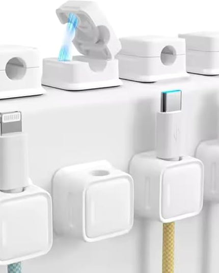 12-Pack Cord Organizer Cable Clips - Cable Management, Adhesive Phone Charging Wire Holder for Nightstand/Wall, Home Office Desk Accessories Decor Essentials [White]