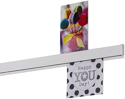 STAS Papergrip - Hanging Pictures Without Nails - Artwork Display - Paper/Magazine Holder for Wall - White Bulletin Bar 59 inch (150cm) - Photo Rail System – Kids Art Display for Wall
