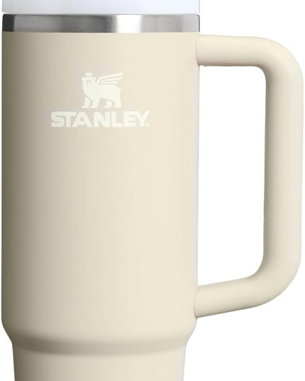 STANLEY Quencher H2.0 Tumbler with Handle and Straw 30 Fluid Ounces| Flowstate 3-Position Lid | Cup Holder Compatible for Travel | Insulated Stainless Steel Cup | BPA-Free | Exclusive Toasted Almond