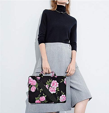 Laptop Shoulder Bag 13 13.3 14 Inch Case Compatible with MacBook Pro 14 2025-2021 M4/M3/M2/M1, Mac Air/pro 13-13.3 Inch and Most Popular 13-14 Notebooks,Spill-Resistant Briefcase,Peony