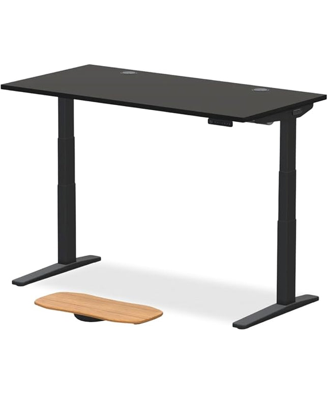 UPLIFTDESK V3 2-Leg Black Laminate Wood Standing Desk – Adjustable Height, Advanced 1-Touch Memory Keypad, Under Desk Cable Management, Wire Grommets & Rocker Board (Black C-Frame, 60 x 30 inch)