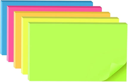 (5 Pads) Sticky Notes 3x5 in,Bright Notepads,Colorful Stickies,Super Sticking Power Memo Note Pads,Strong Adhesive,Post on Windows Doors,Office School,Recyclable,Easy to Write on,Hold Well