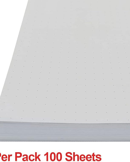 Getvow A4 Unpunched Refill Paper, Loose Leaf Filler Paper for Ring BinderDisc Notebook Planner Inserts, 100gsm Dot Grid White Paper, 100Sheets200Pages, 8.5 x 11